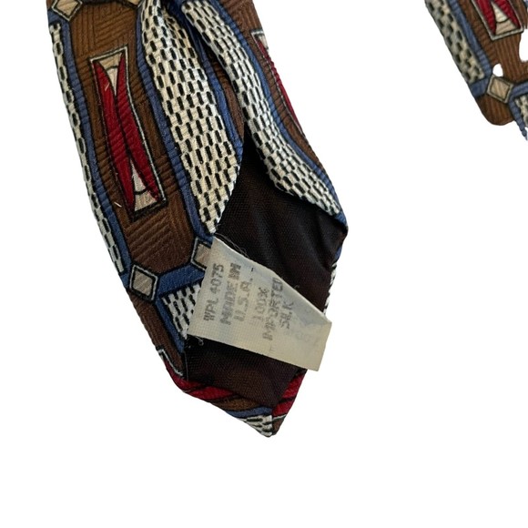Oscar de la Renta Silk Tie Necktie Red Brown Gold 100% Silk Made USA VTG - Picture 3 of 5